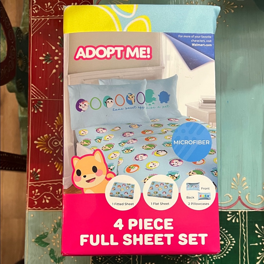 Microfiber Full Sheet Set - Blue and Multicolor